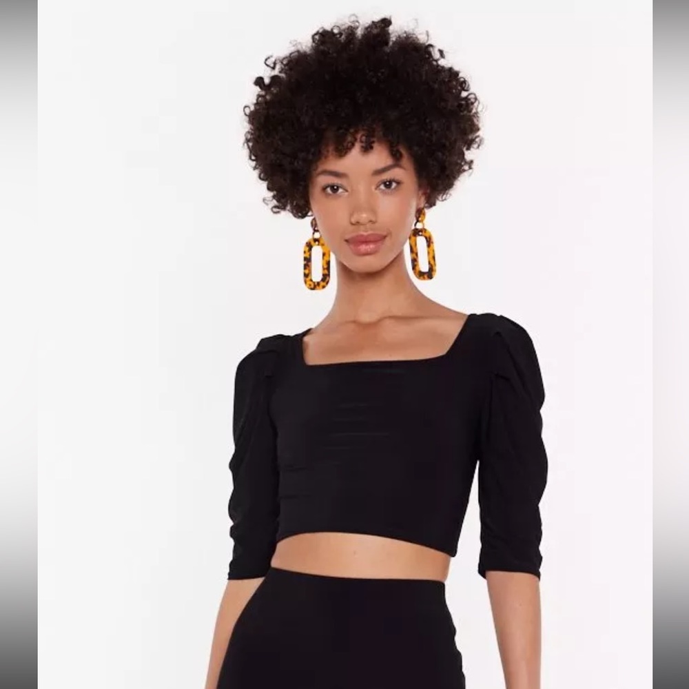 Nasty Gal Black Puff Sleeve Blouse